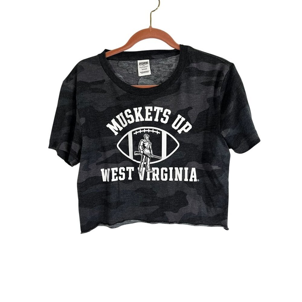 Victorias Secret Camo Crop Top Black XS Football Sporty Athletic Neutral College